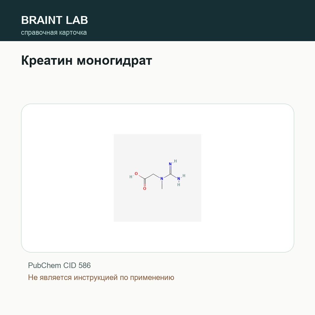 Справочная карточка Креатин моногидрат