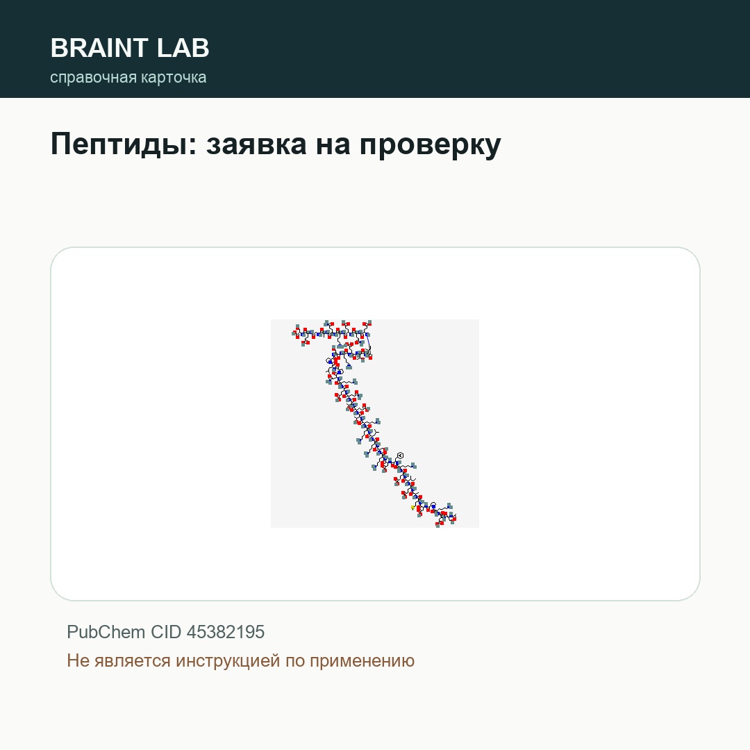 Справочная карточка Пептиды: заявка на проверку
