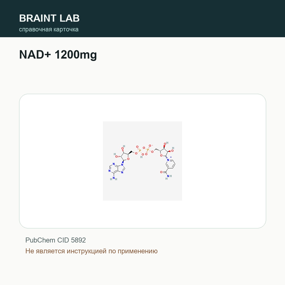 Справочная карточка NAD+ 1200mg