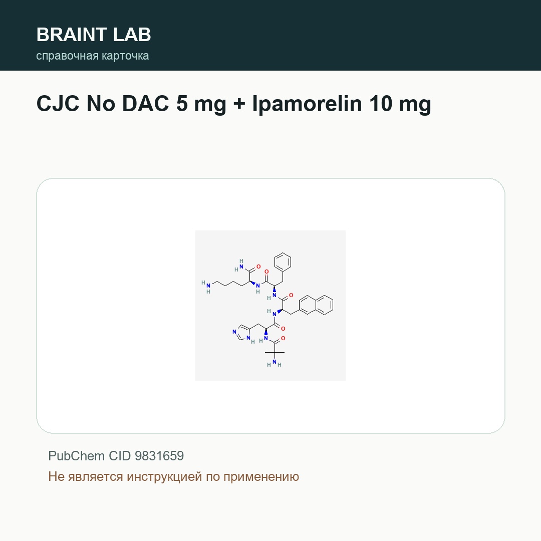 Справочная карточка CJC No DAC 5 mg + Ipamorelin 10 mg