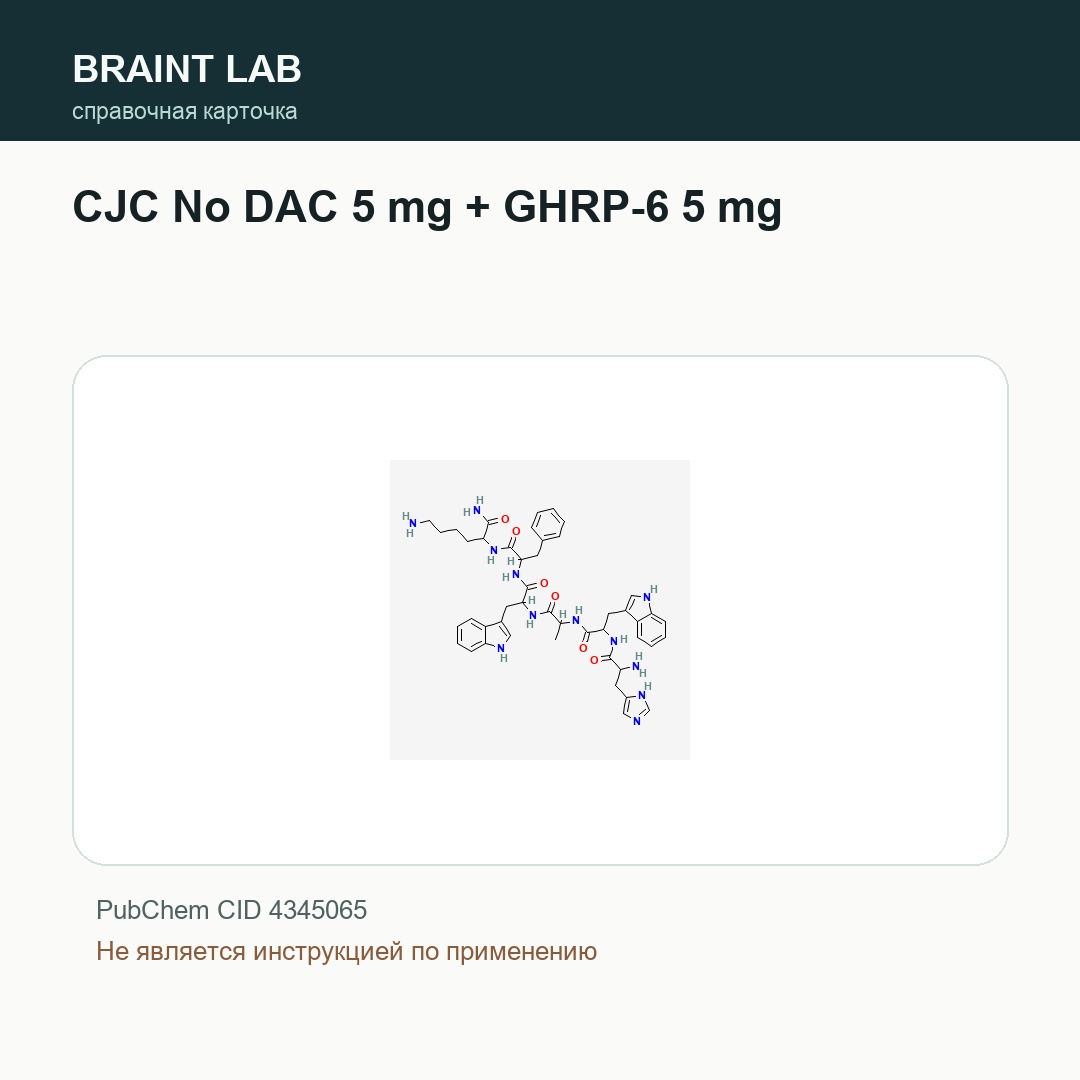 Справочная карточка CJC No DAC 5 mg + GHRP-6 5 mg