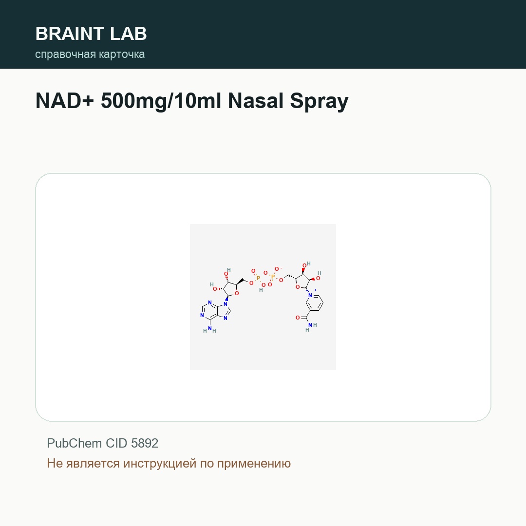 Справочная карточка NAD+ 500mg/10ml Nasal Spray