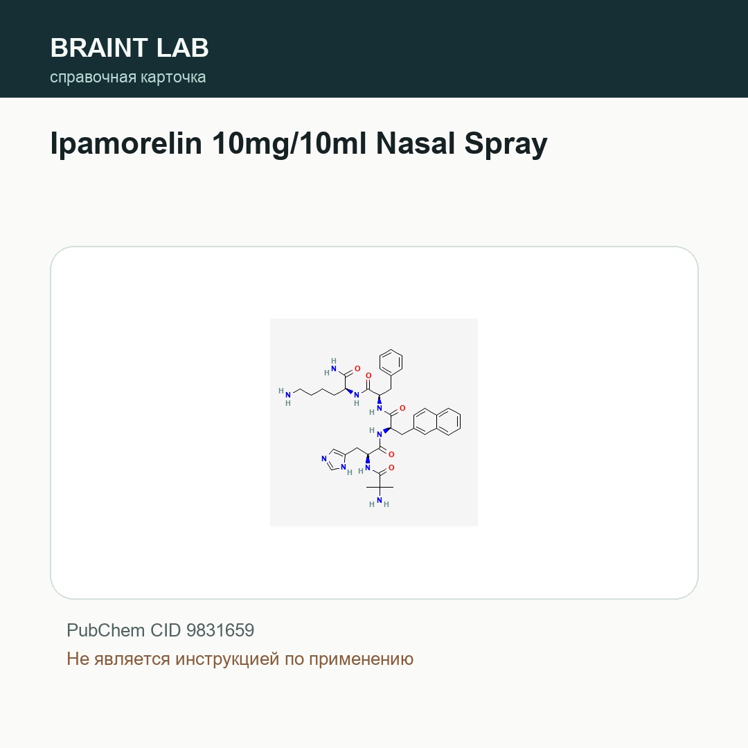 Справочная карточка Ipamorelin 10mg/10ml Nasal Spray